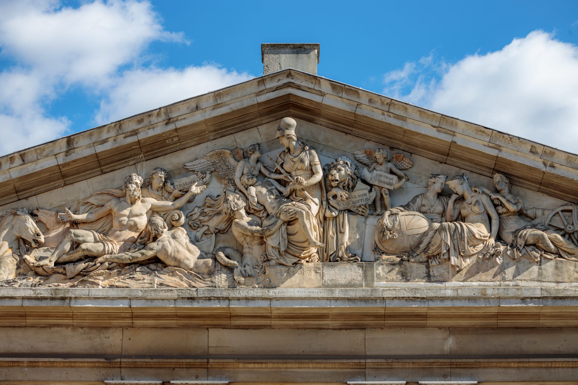Neoclassical stone pediment