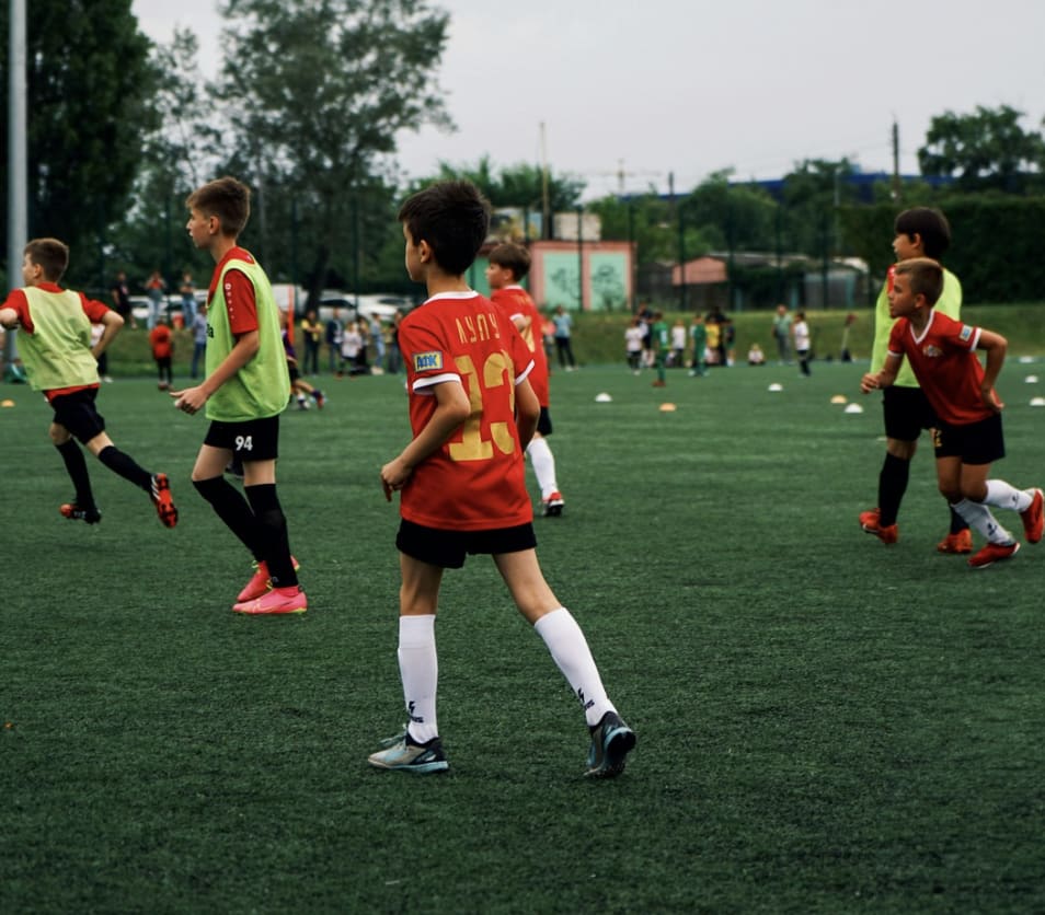 Children playing football