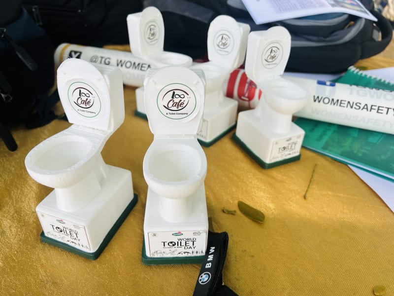 Reinvented Toilet scale models on display
