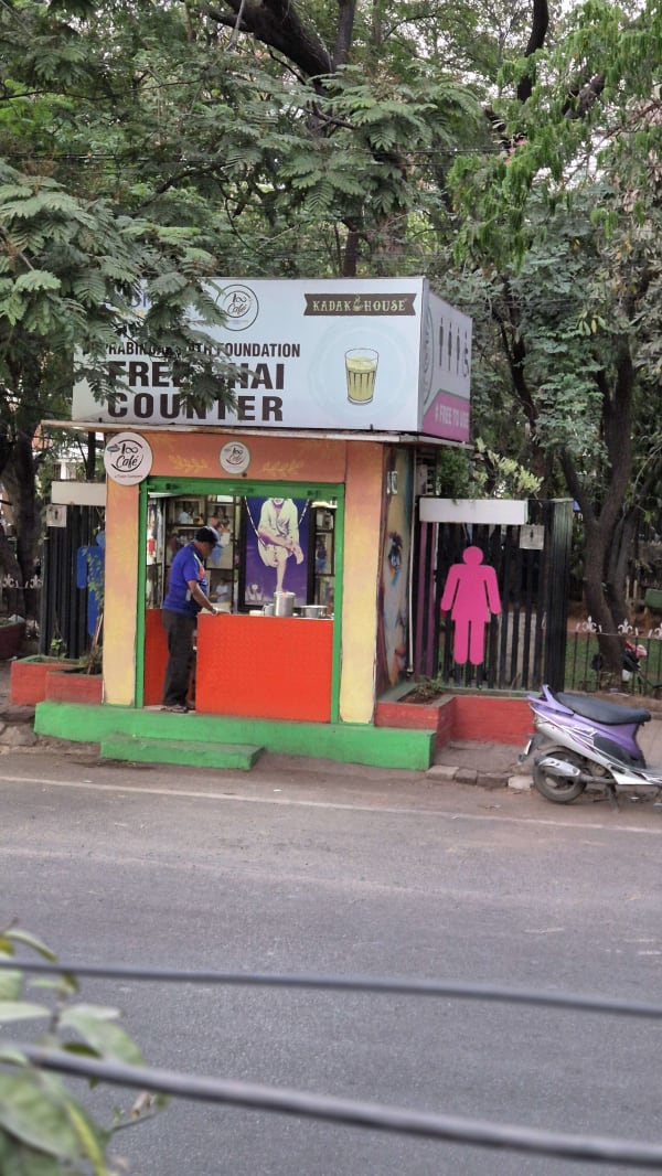 DRNF team members at the free chai counter location in Hyderabad