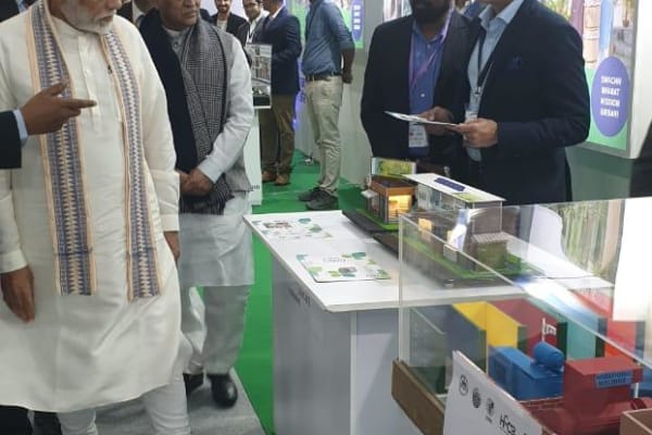 Prime Minister Narendra Modi visiting LooCafe exhibition at Swachh Bharat Mission Urban
