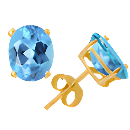 2 Ct Twt Swiss Blue Topaz Earrings in 14k White or Yellow Gold