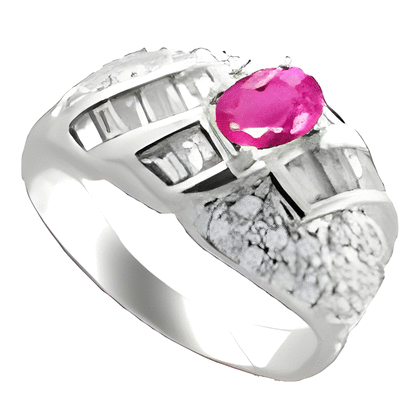 1.38 Ct Twt Diamond Pink Sapphire Ring in 18k White Gold