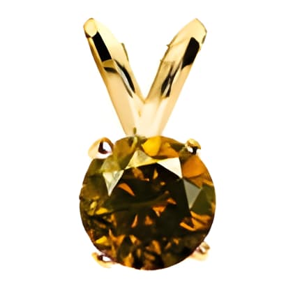 1 Carat Red Cognac Diamond Pendant in 14k Gold