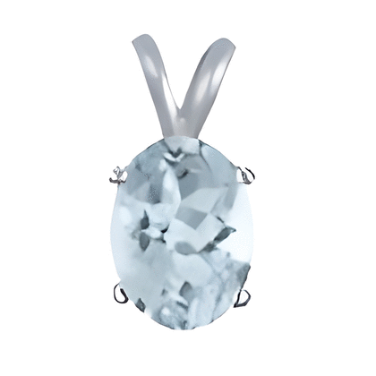 2 Ct Aquamarine Pendant 14k White or Yellow Gold