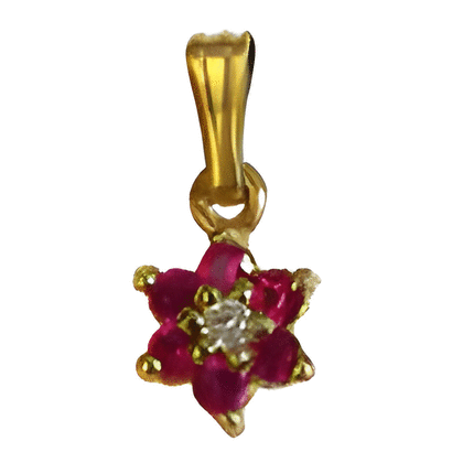 Ruby Diamond Star Pendant in 10k Gold