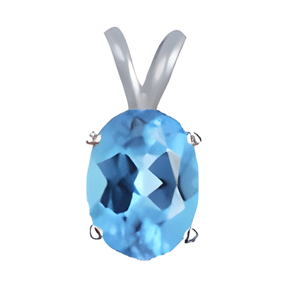 2 Ct Swiss Blue Topaz Pendant 14k White or Yellow Gold