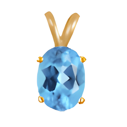 1 Ct Swiss Blue Topaz Pendant 14k White or Yellow Gold