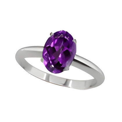 2 Ct Amethyst Ring in 14k White or Yellow Gold