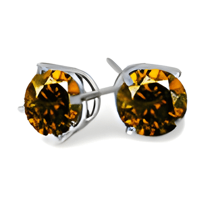1.5 Ct Twt Cognac Diamond Earrings in 14k Gold I1 Clarity