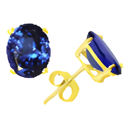 8x6 Oval Tanzanite Earrings in 14k White or Yellow Gold