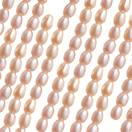 Genuine Pink Rice Oval Freshwater Pearl 15" strand