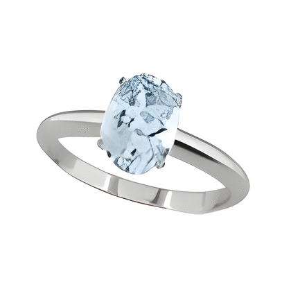 2 Ct Aquamarine Ring in 14k White or Yellow Gold