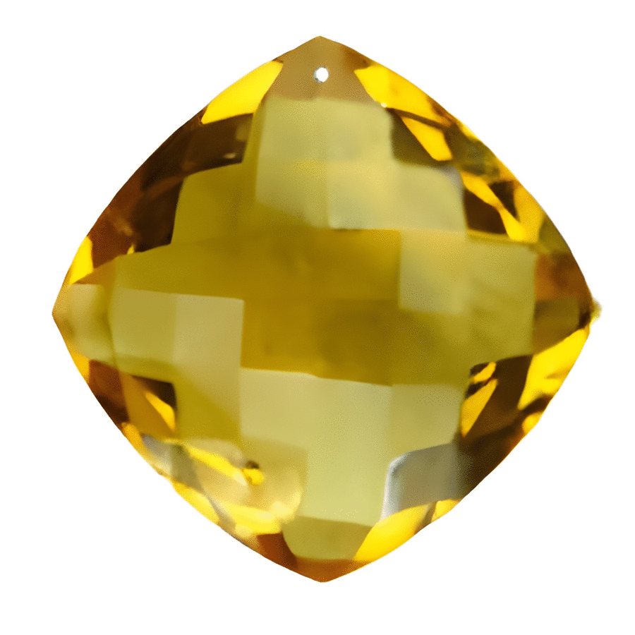 14 mm Checker Board Antique Cushion Drilled Golden Citrine AAA G