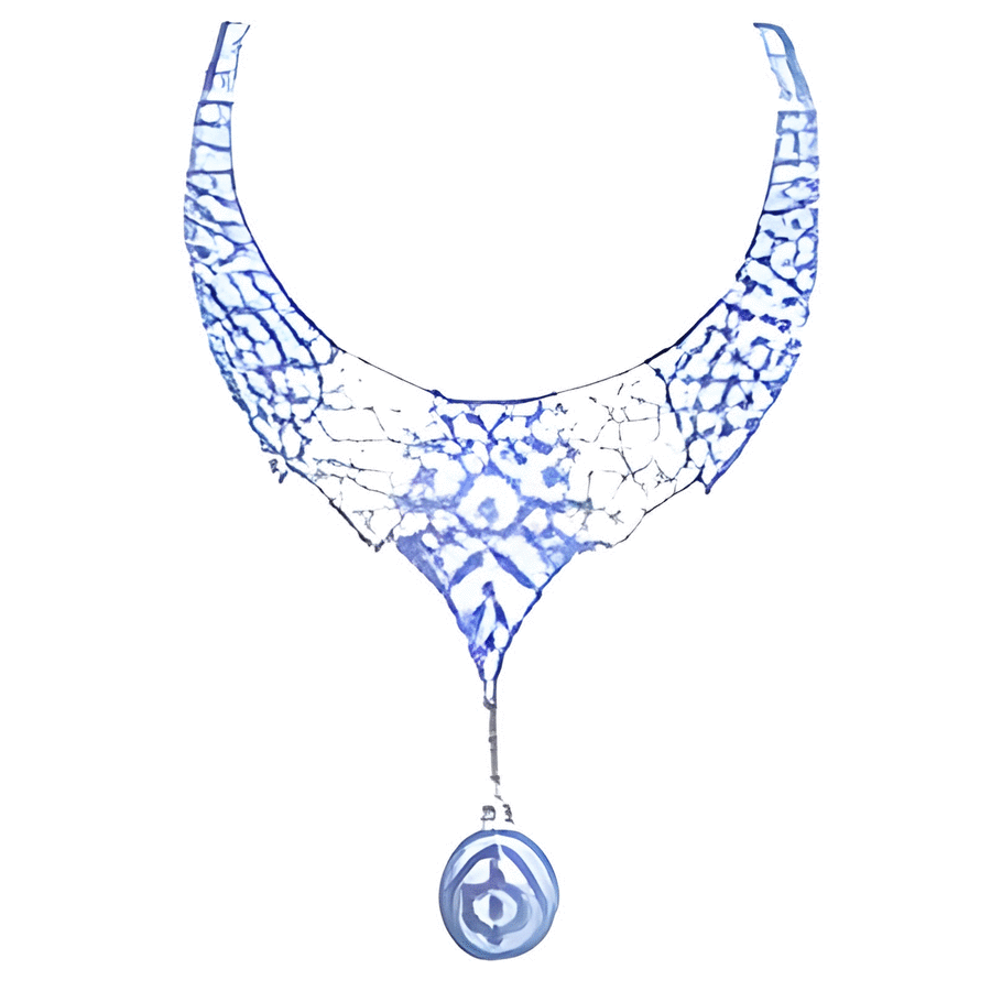175 Carats Twt. VS Diamond and Sapphire 18k White Gold Necklace