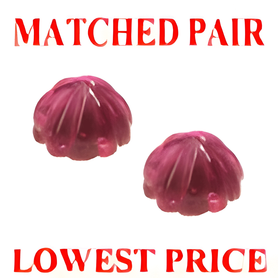 10 mm Round Carvings Pink Rubelite Tourmaline Pair