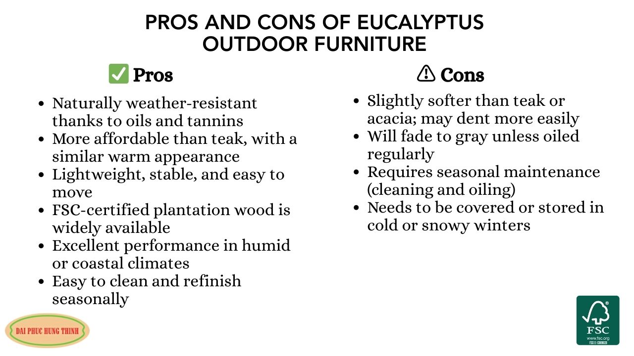 pros and cons of eucalyptus outdoor furniture