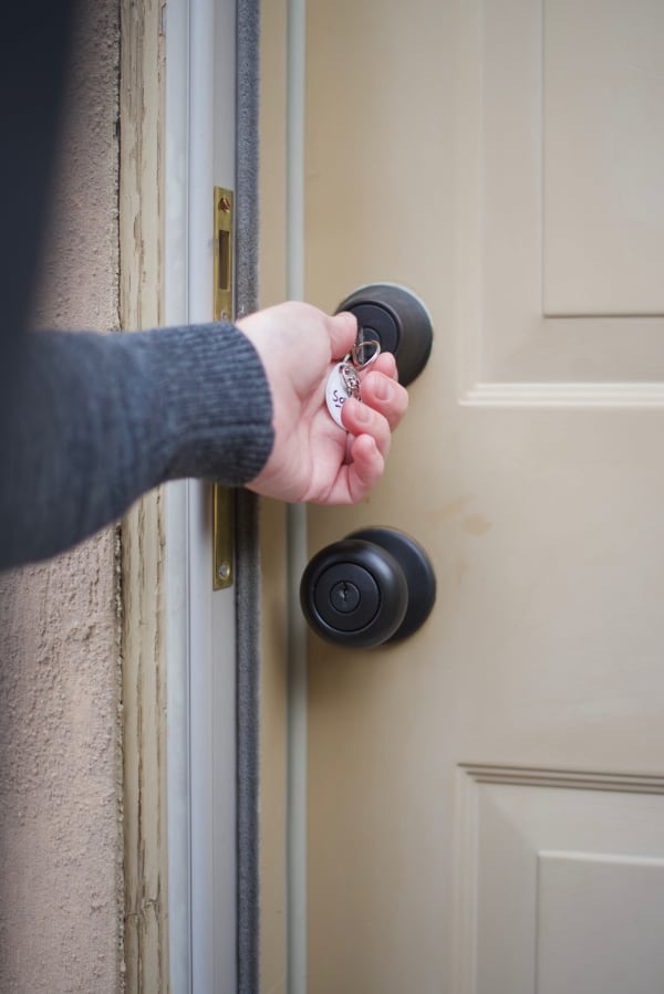 Tagged key ring used by Away Home & Pet Care for secure home entry during professional house checks in Ogden, Utah