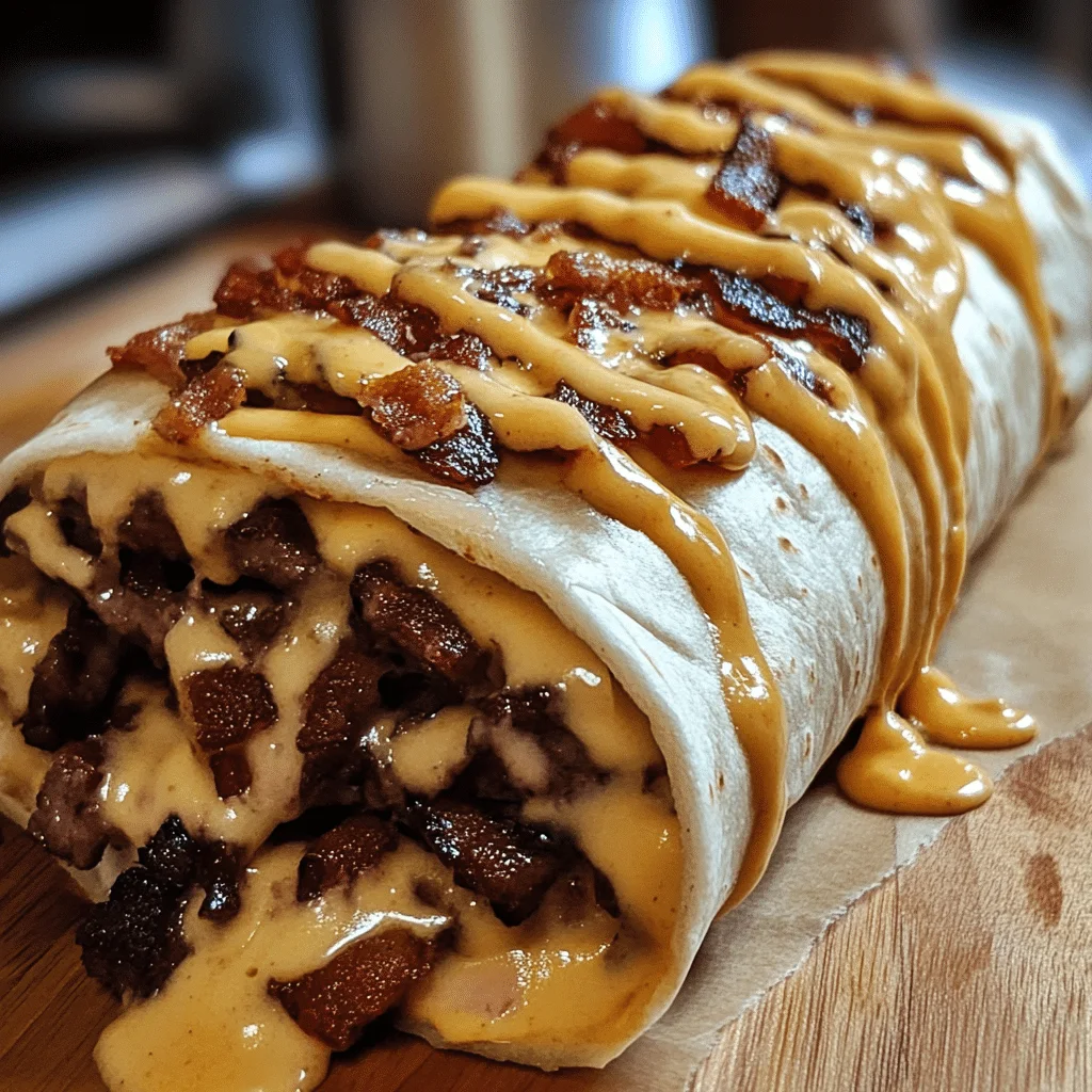 HUGE BACON CHEESEBURGER BURRITO