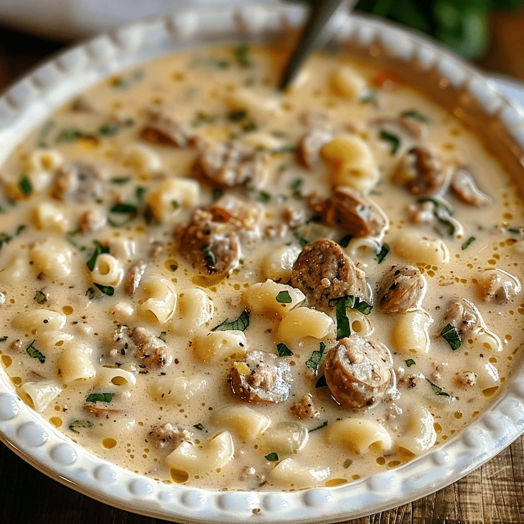 Creamy Parmesan Italian Sausage Ditalini Soup
