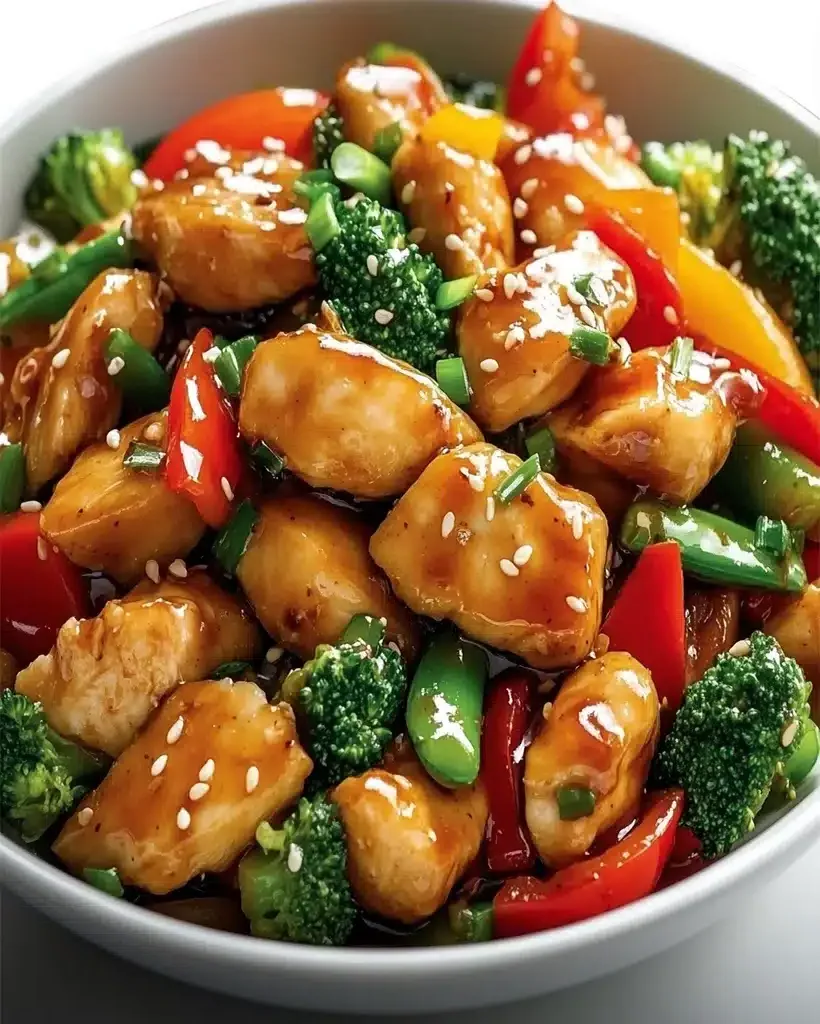 Delicious Honey Garlic Chicken Stir-Fry in a pan