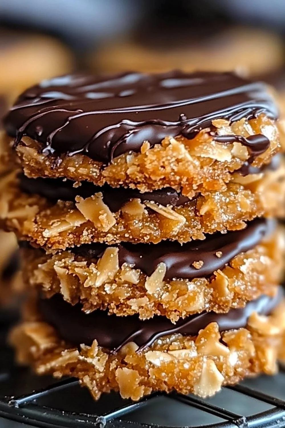 Homemade Samoas cookies arranged attractively