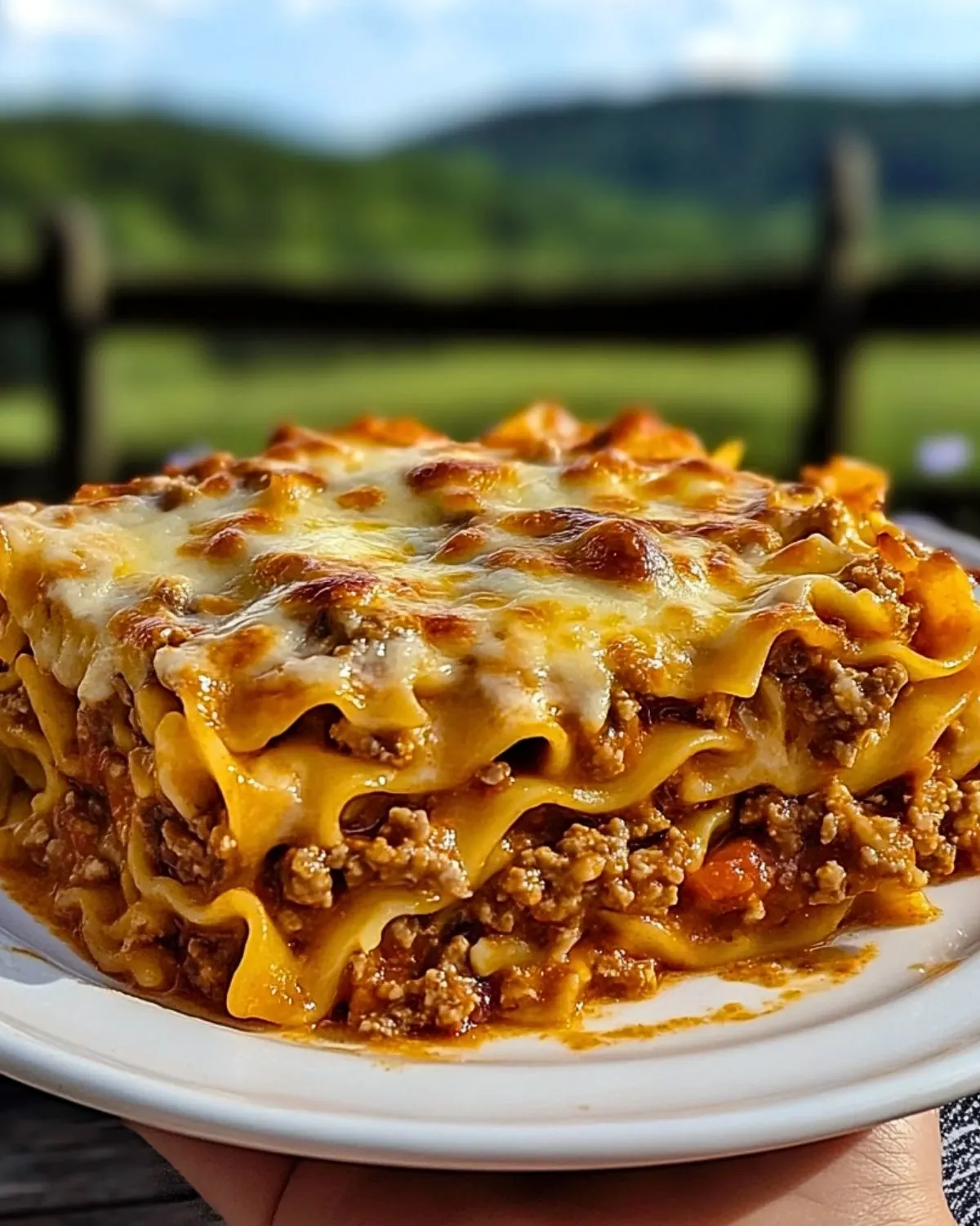 A rich and comforting Poor Man’s Husband Casserole in a baking dish, topped with melted cheese.