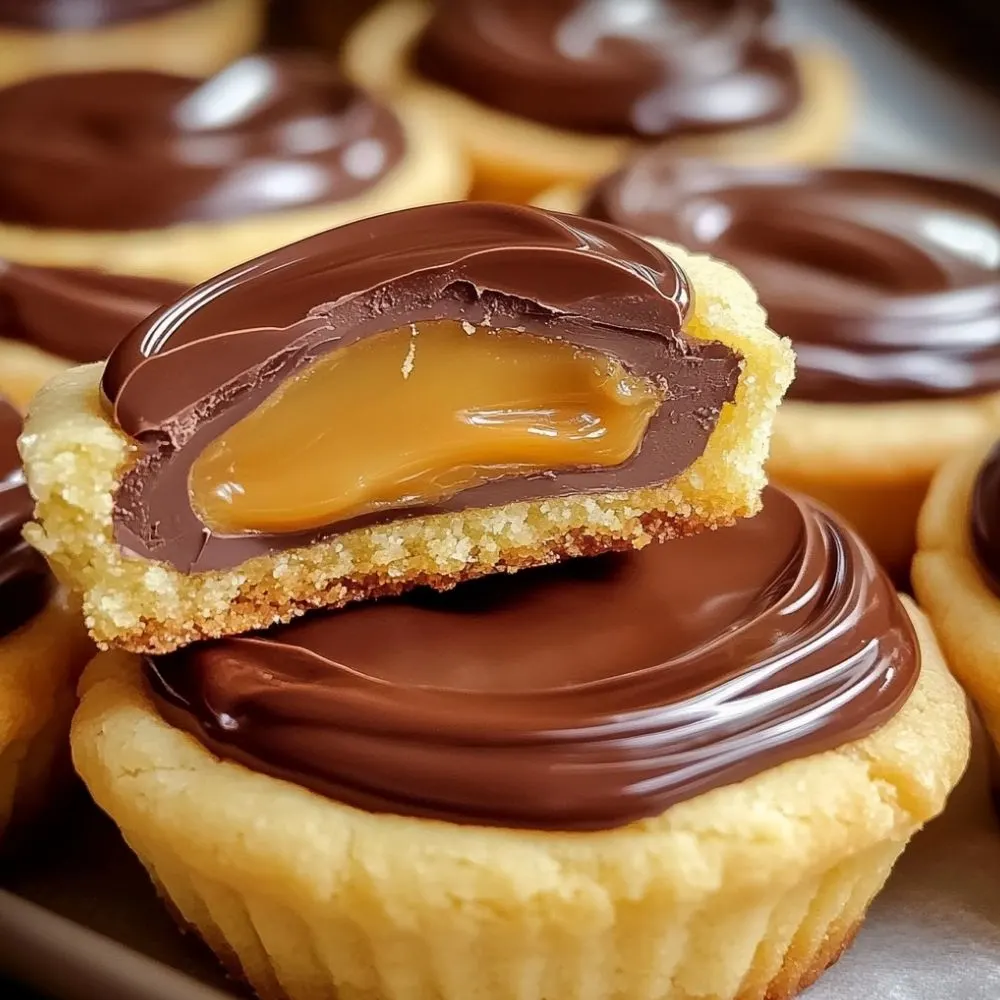 Delicious Twix Cookie Cups stacked as a treat