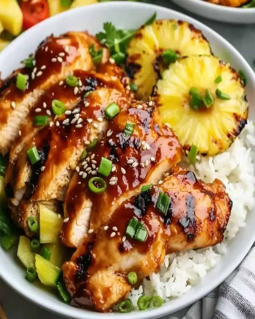 Delicious Hawaiian BBQ Chicken on a grill