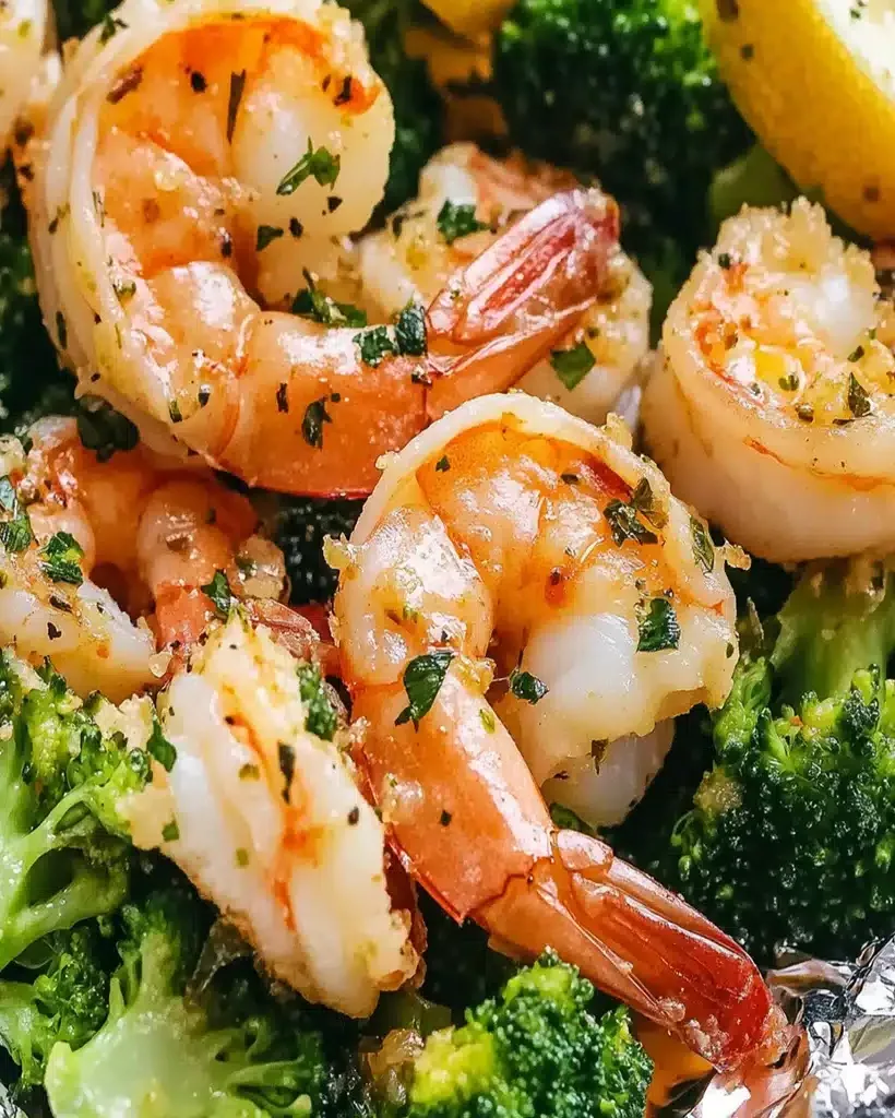 Baked Shrimp & Broccoli Foil Packs - A colorful and healthy dinner option.