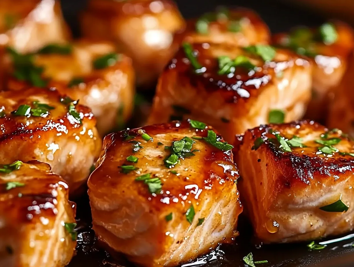 Delicious Glazed Salmon Bites in a bowl