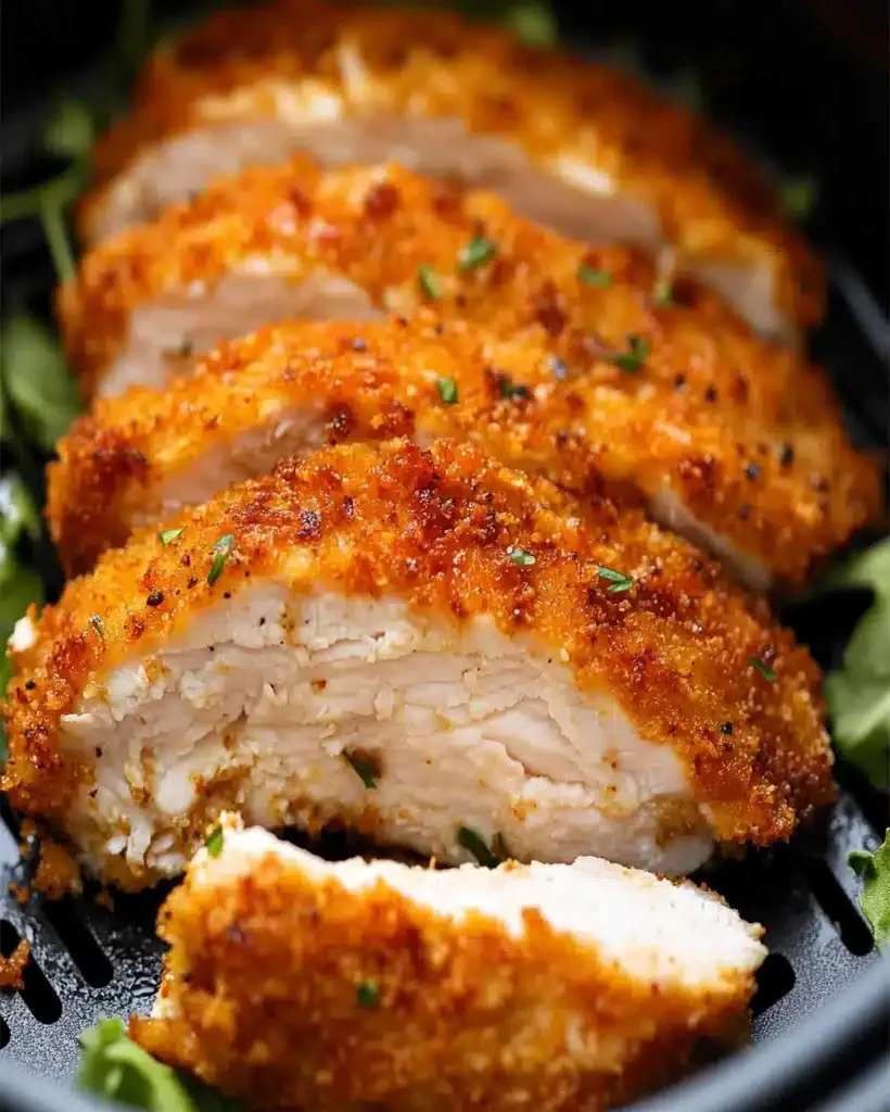 Crispy Air Fryer Chicken Breast ready to serve