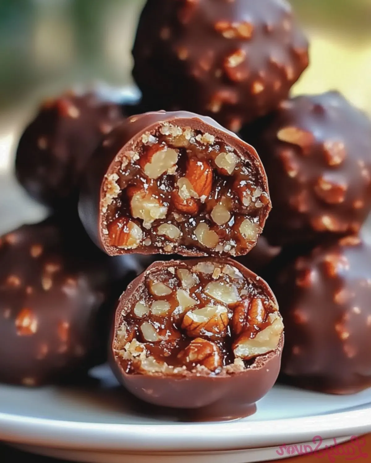 No-bake pecan pie balls ready to be enjoyed