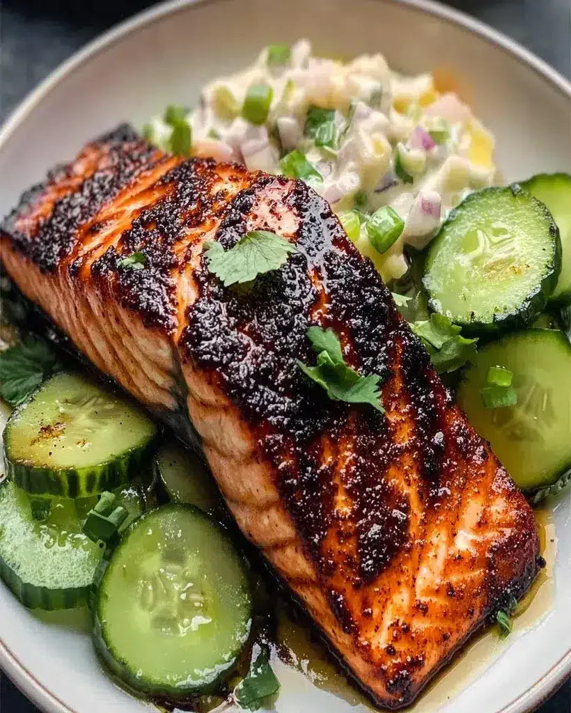 Blackened Miso Salmon with Coconut Cucumber Salad