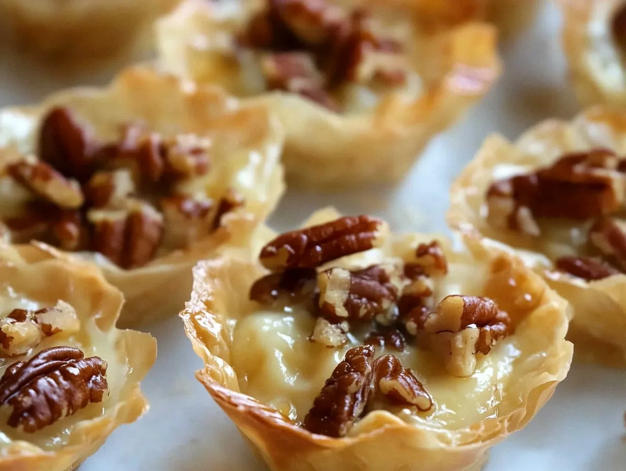 Pecan Brie Bites appetizer spread on a serving platter.