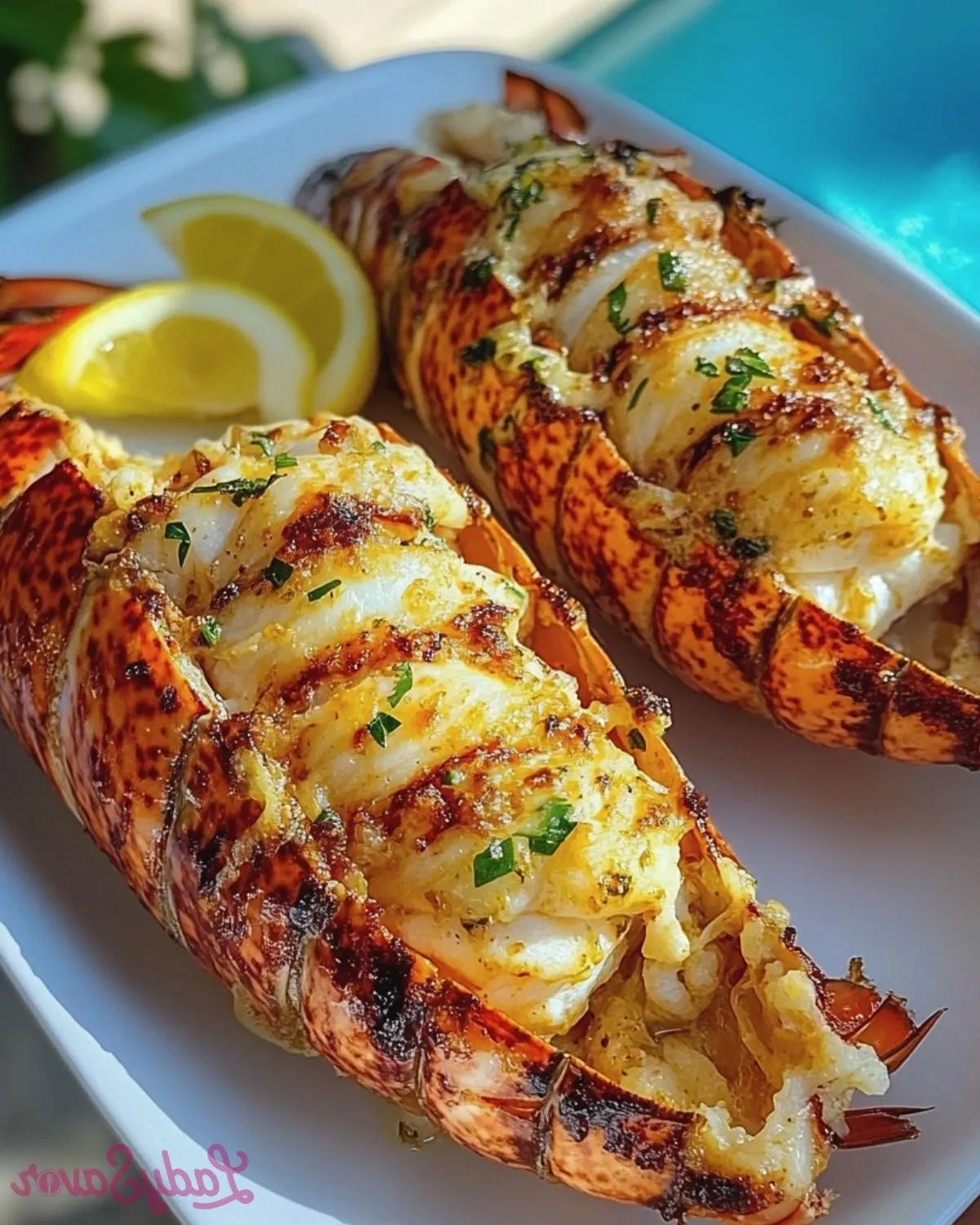 Plated Baked Stuffed Lobster Tail Delight