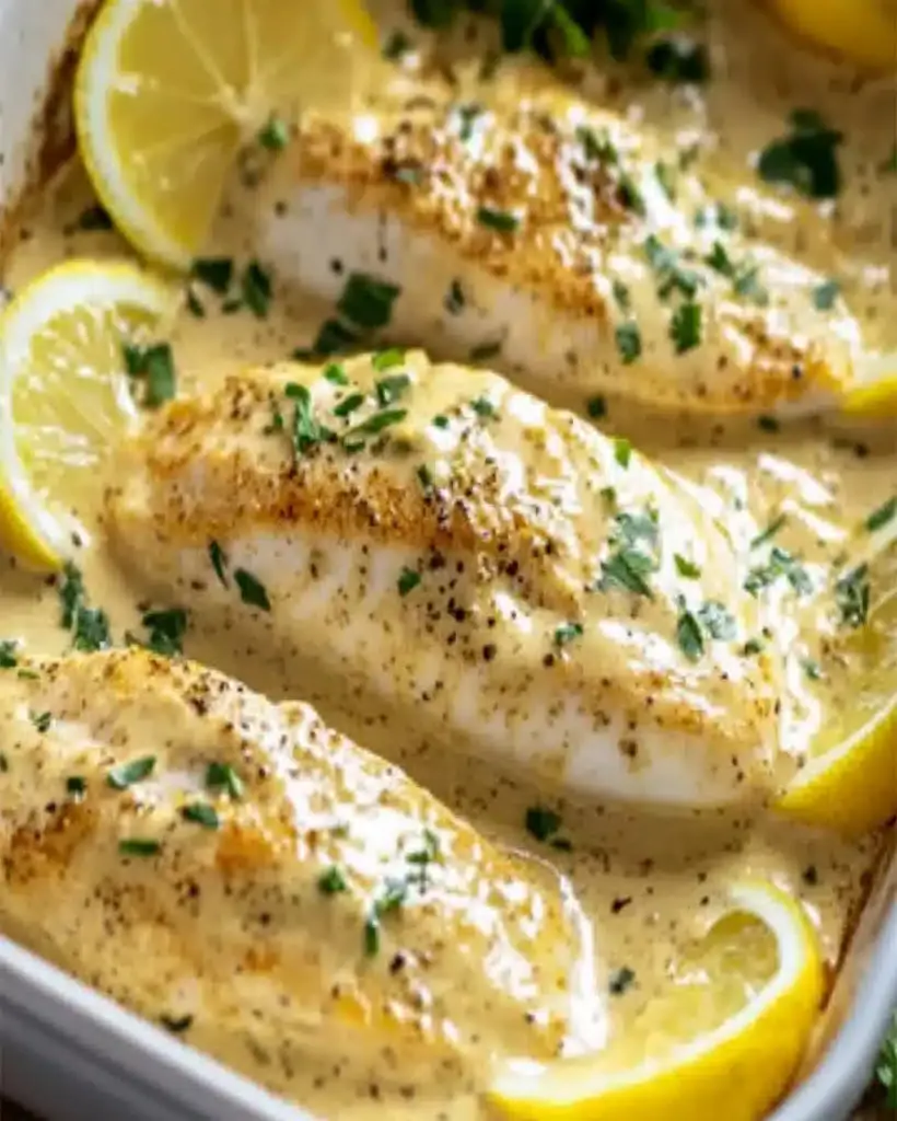 Baked Fish with Lemon Cream Sauce