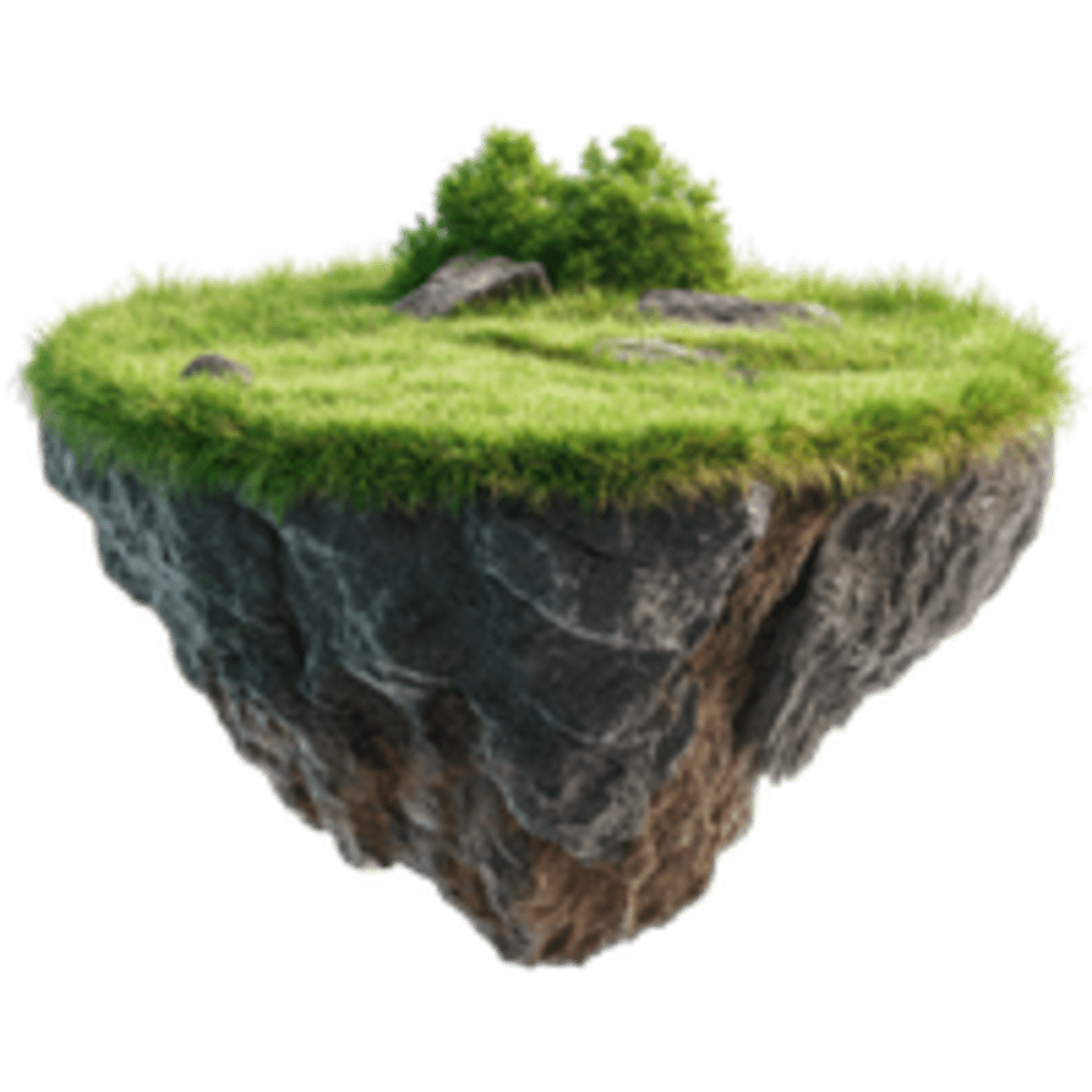 Floating island of stone and grass