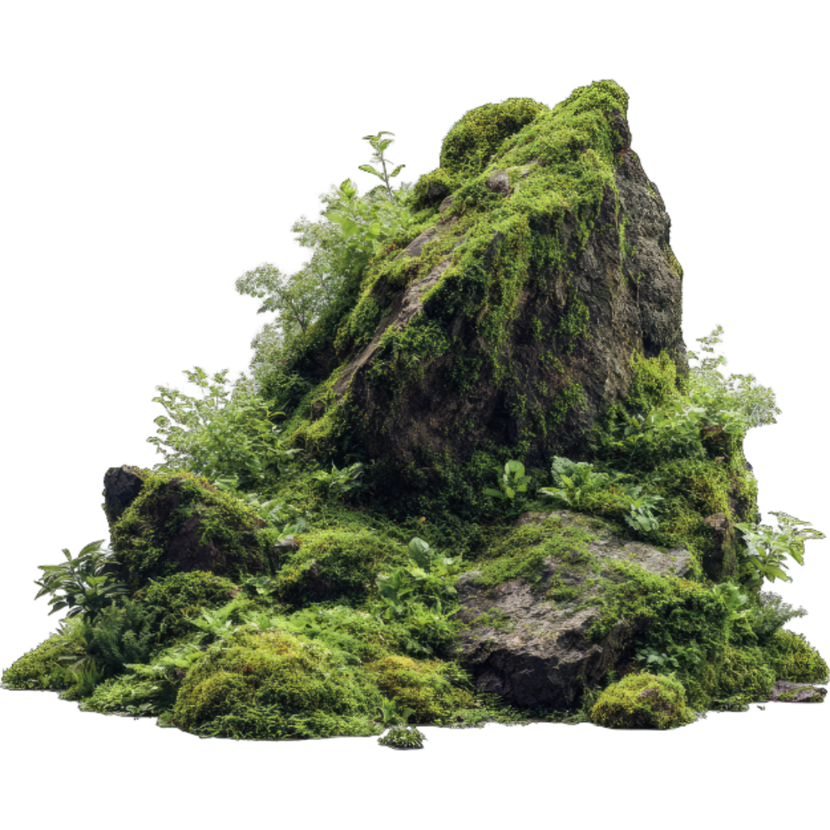 Moss-covered aquascape rock