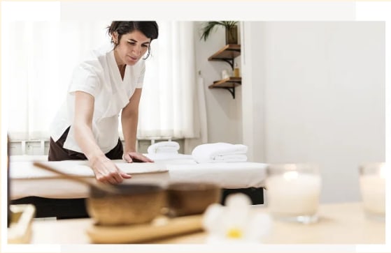 Spa Therapist Preparing Oils