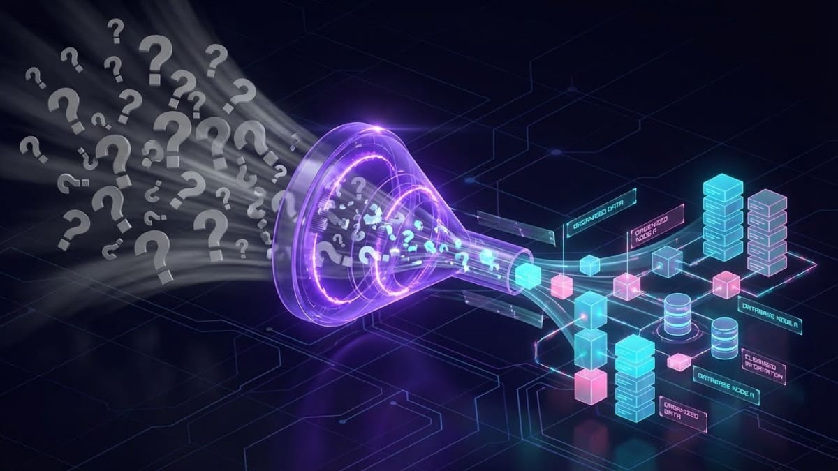 Automation Funnel - Tự Động Hóa Chăm Sóc Khách Hàng Phễu xử lý data minh họa hệ thống tự động hóa chăm sóc khách hàng chuyển query thành structured data