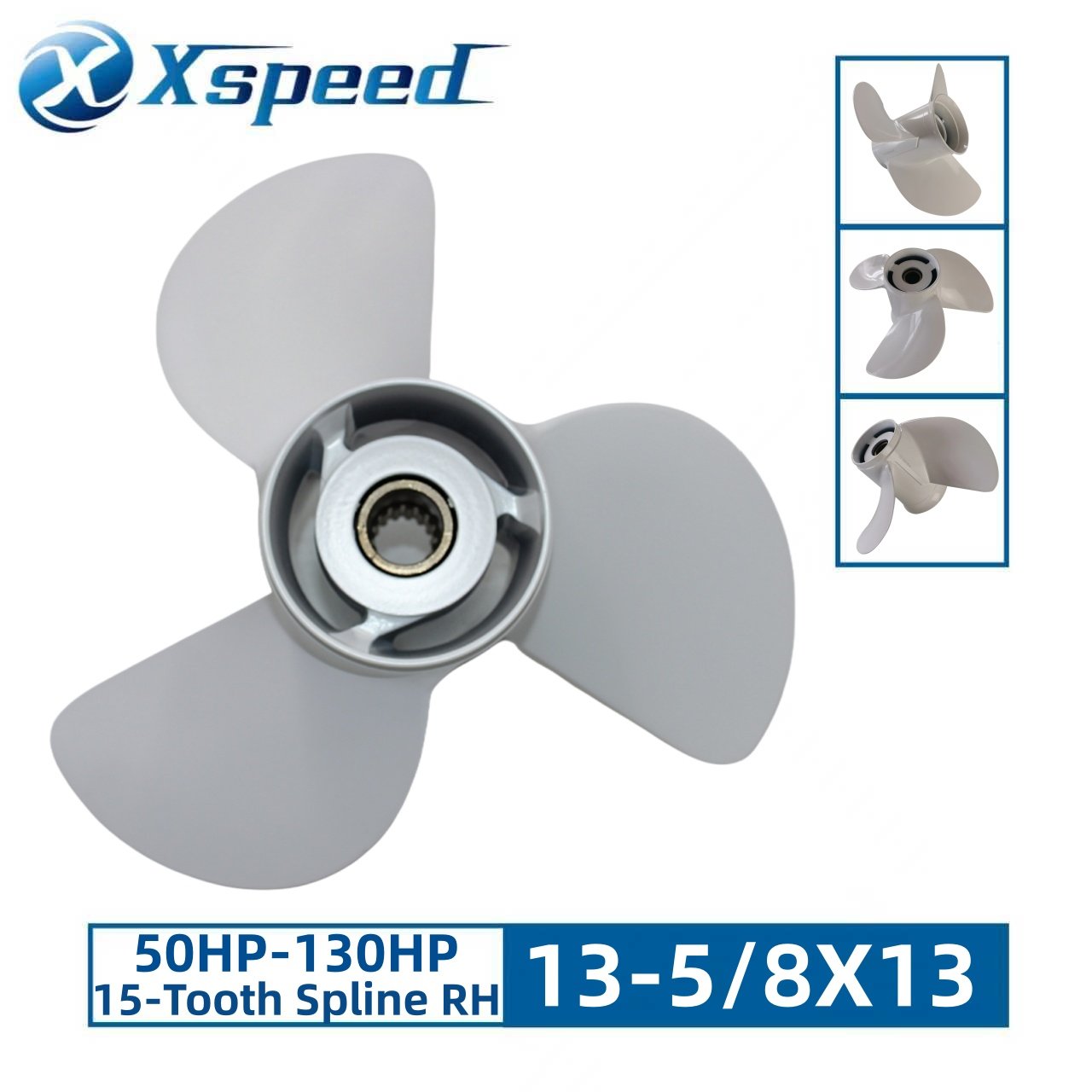 Yamaha 13-5/8x13 Aluminum Propeller Replacement 3 Blade 15 Tooth RH 4-1/4" Gearcase 50-130HP Outboard Propeller 6E5-45949-00-EL