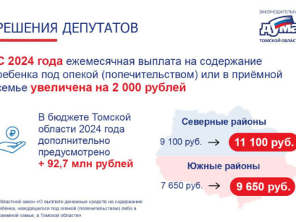 Депутаты увеличили ежемесячную выплату опекунским и приемным семьям
