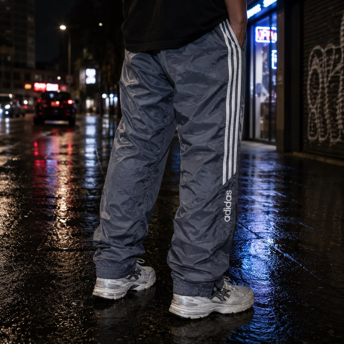 Track pant Adidas nailon gris, segunda vista