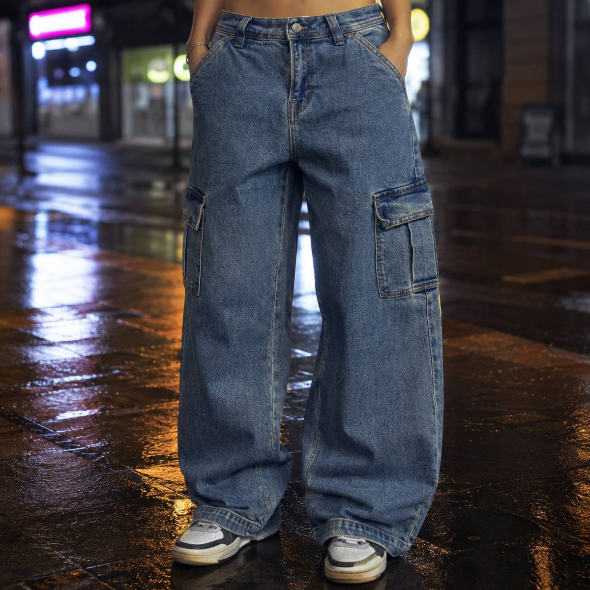 Vaquero cargo Vintage Dressing ancho azul, vista principal