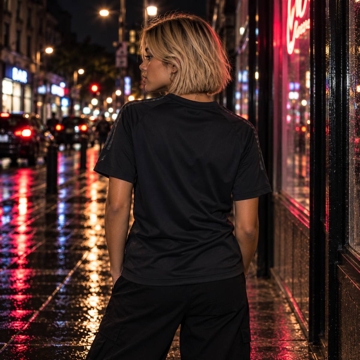 Camiseta Adidas negra estampado fragmentado, segunda vista