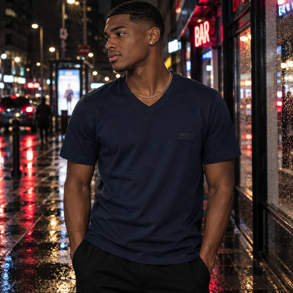 Camiseta Hugo Boss azul marino, vista principal