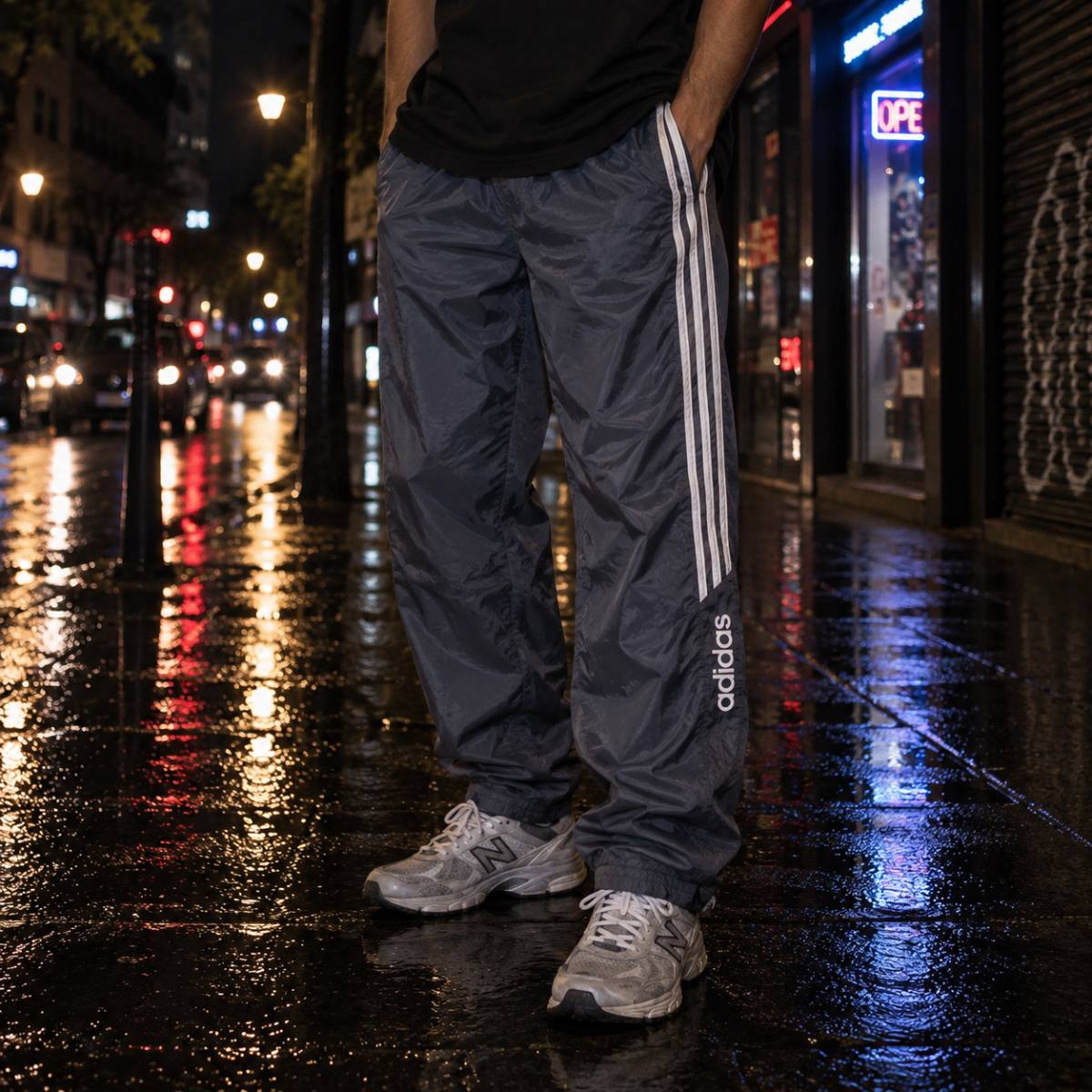 Track pant Adidas nailon gris, vista principal