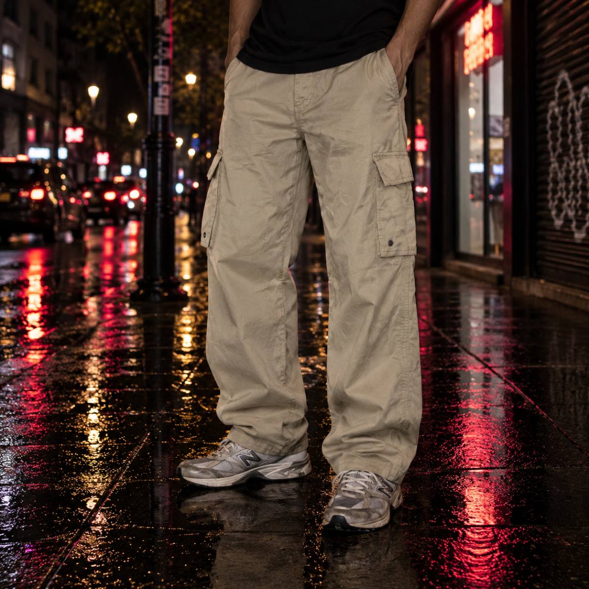 Pantalón cargo Massimo Dutti beige, vista principal