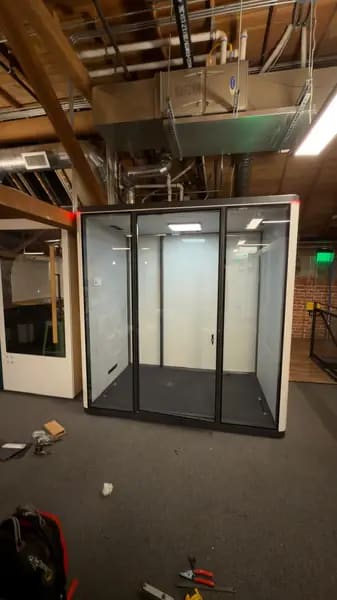 Glass office pod installed